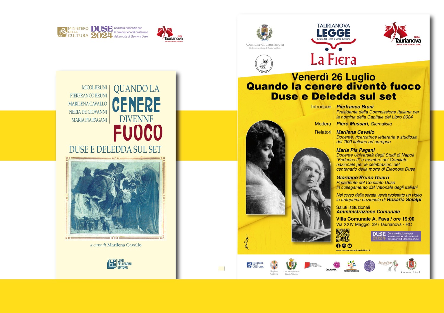 Fra gli appuntamenti della Fiera del Libro di Taurianova Città Capitale Italiana del Libro 2024 spicca un Convegno sul Centenario di Eleonora Duse del Mic Comitato Duse